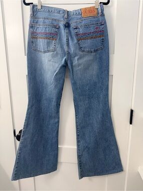 Vintage Y2K Guess Rainbow Stitch Flare Jeans - Women's